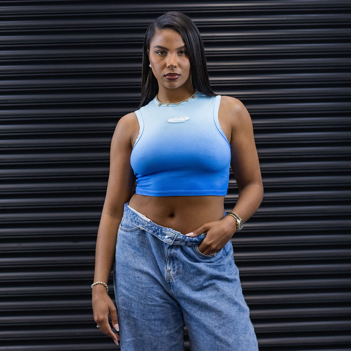 Halter Neck Crop Top – Blue
