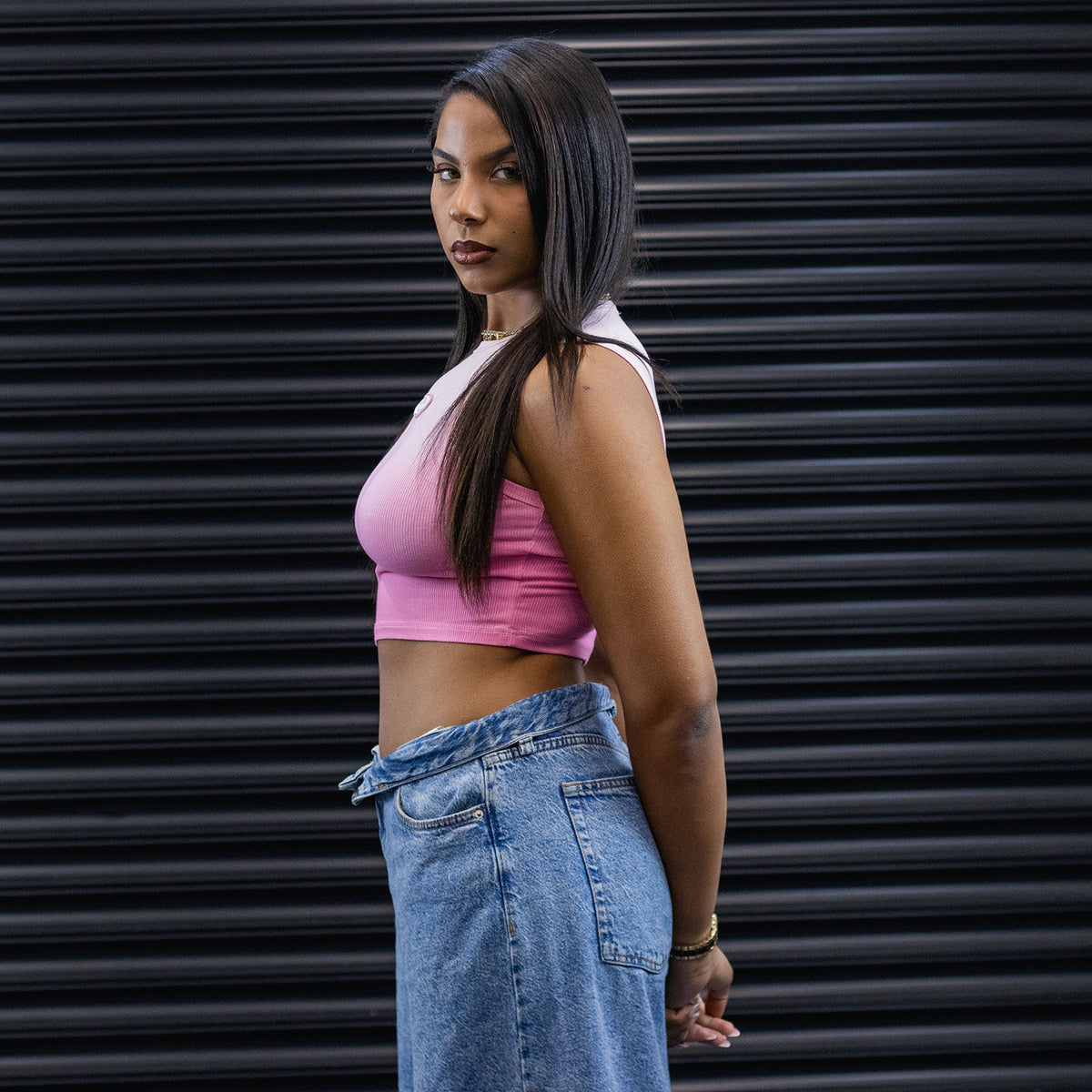 DNBA Halter Neck Crop Top - Pink