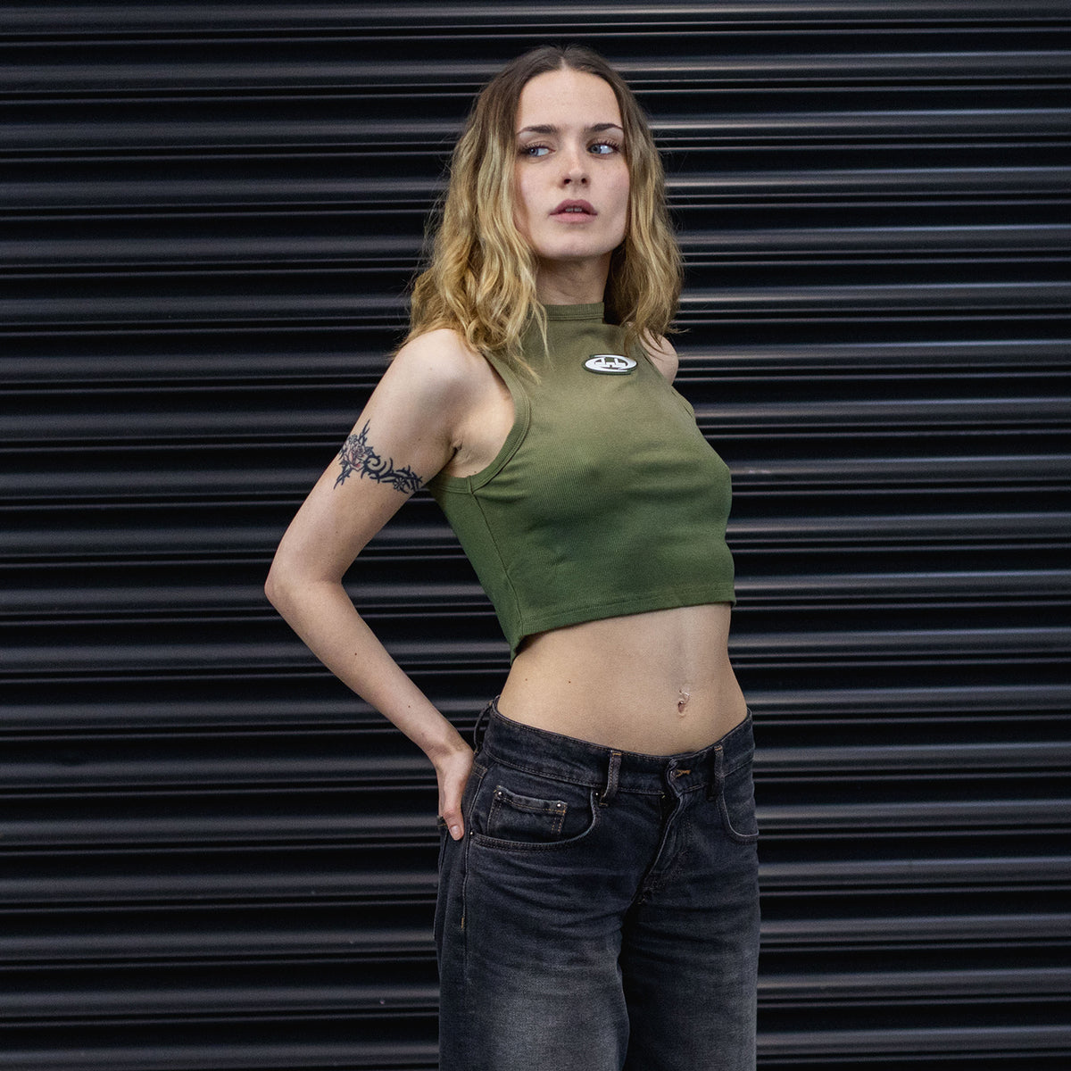 Halter Neck Crop Top – Khaki