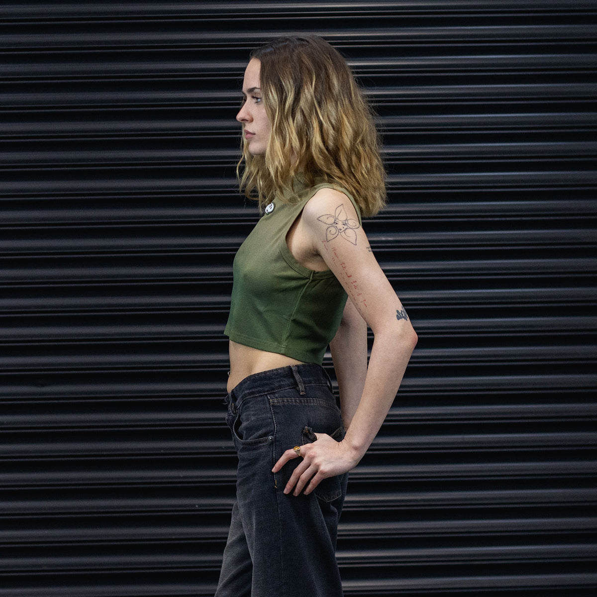 Halter Neck Crop Top – Khaki