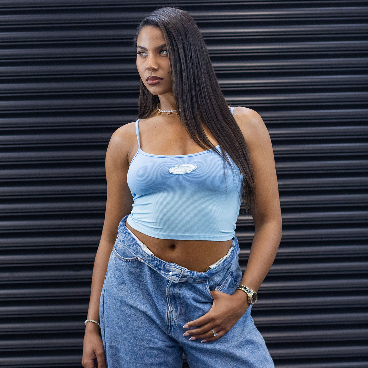 Strapped Crop Top – Blue