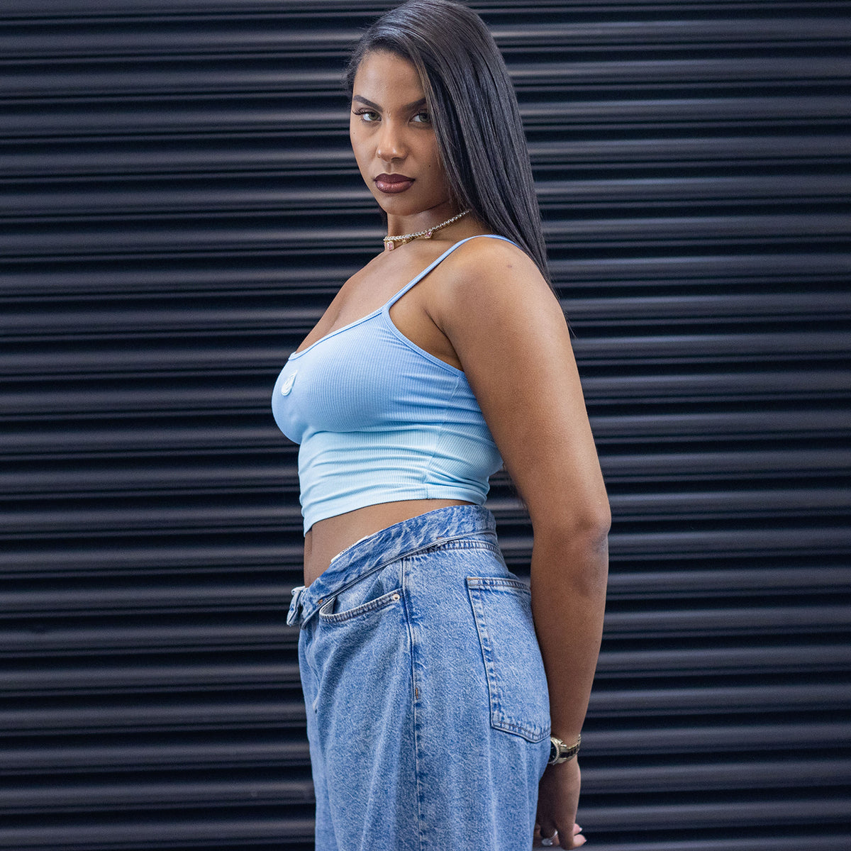 Strapped Crop Top – Blue