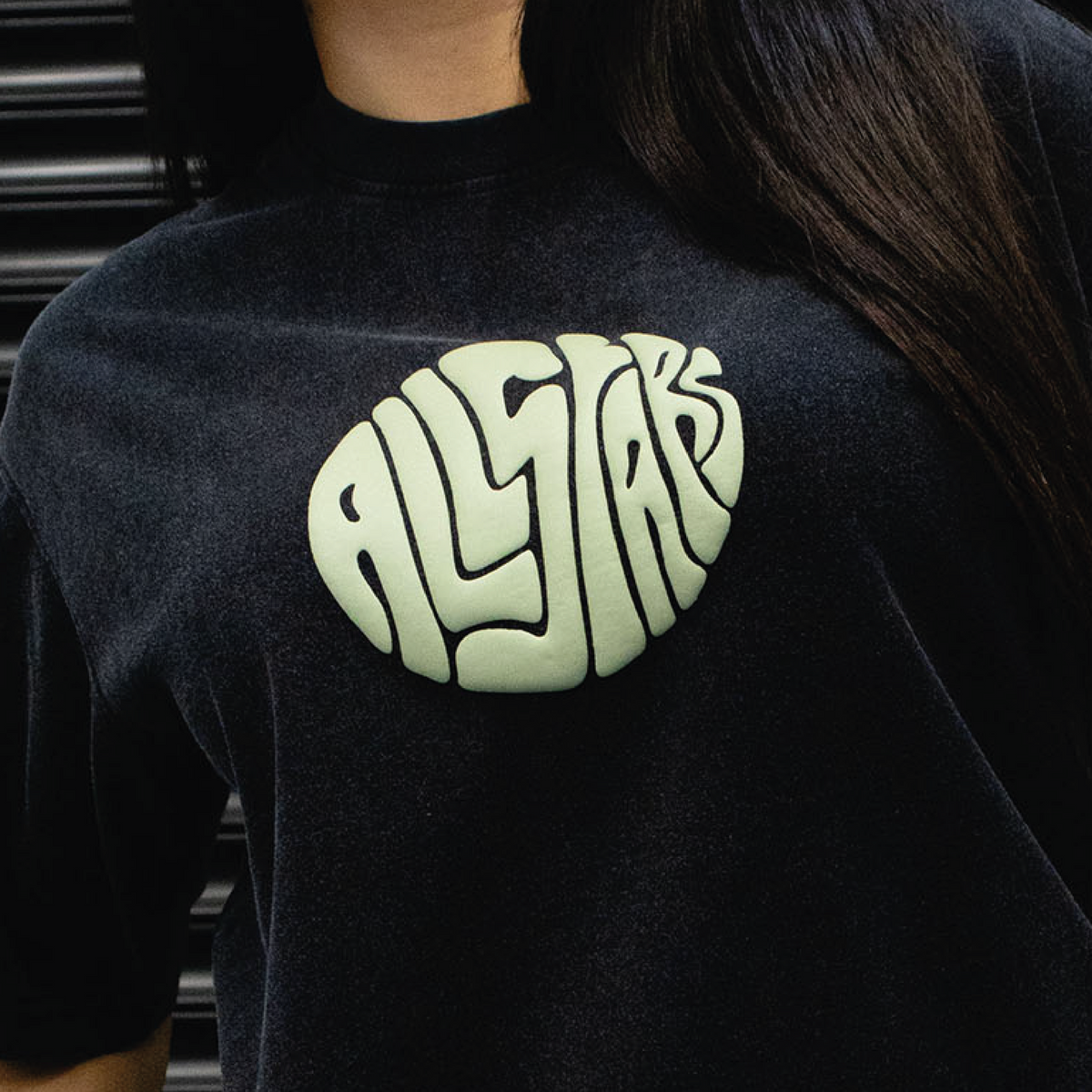Rounded Logo T-Shirt – Acid Wash Black