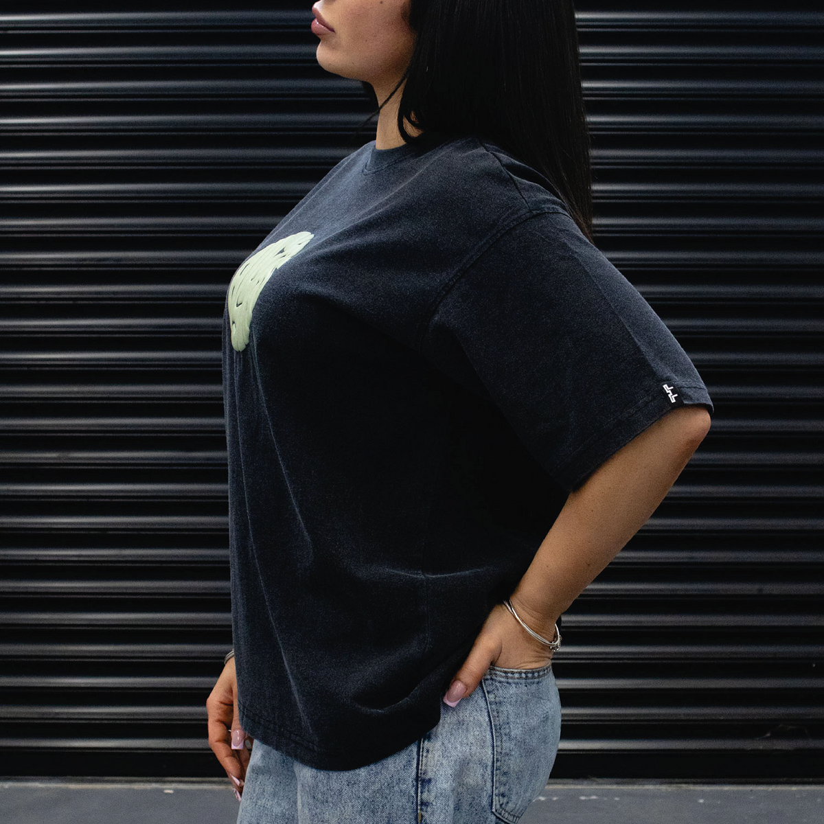 Rounded Logo T-Shirt – Acid Wash Black