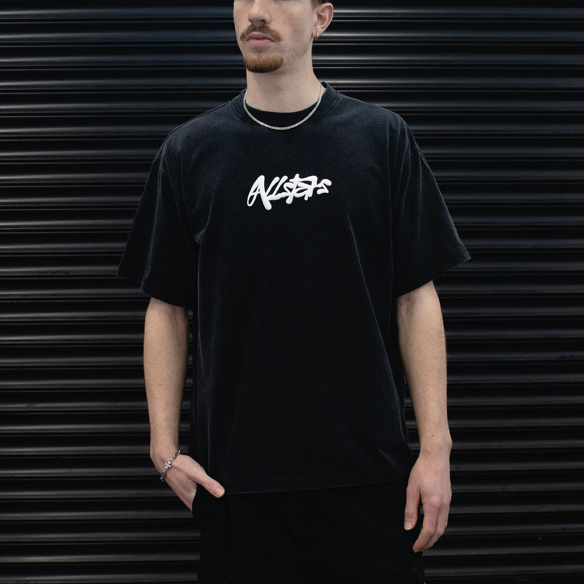 Script Logo T-Shirt – Acid Wash Black
