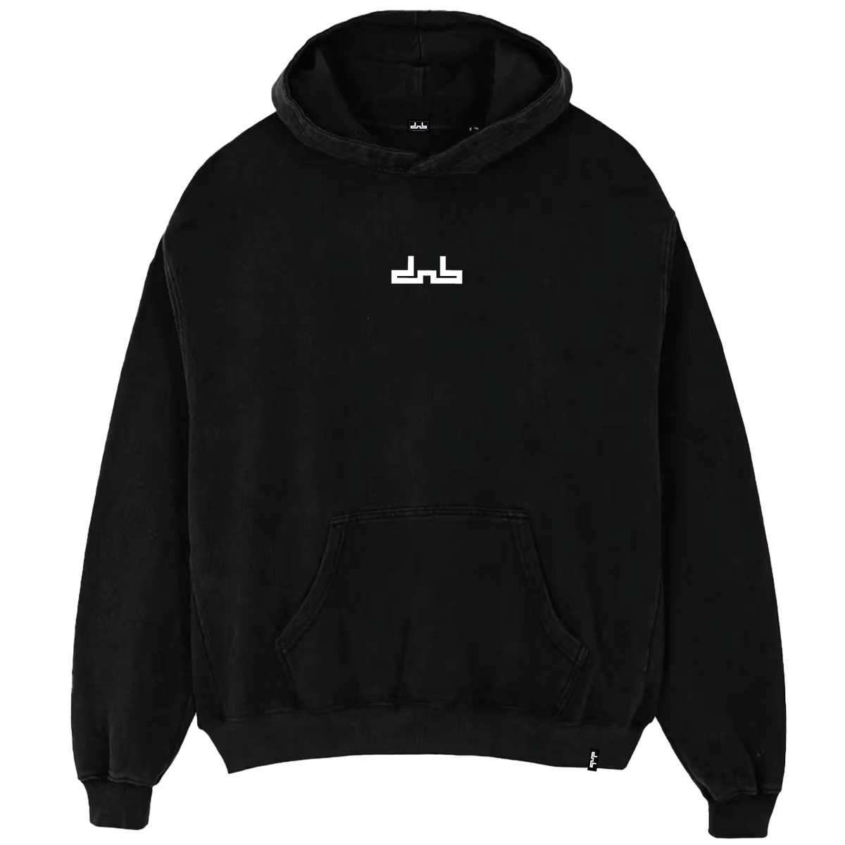 DNBA Standard Hoodie in black, flat lay – DnB Allstars