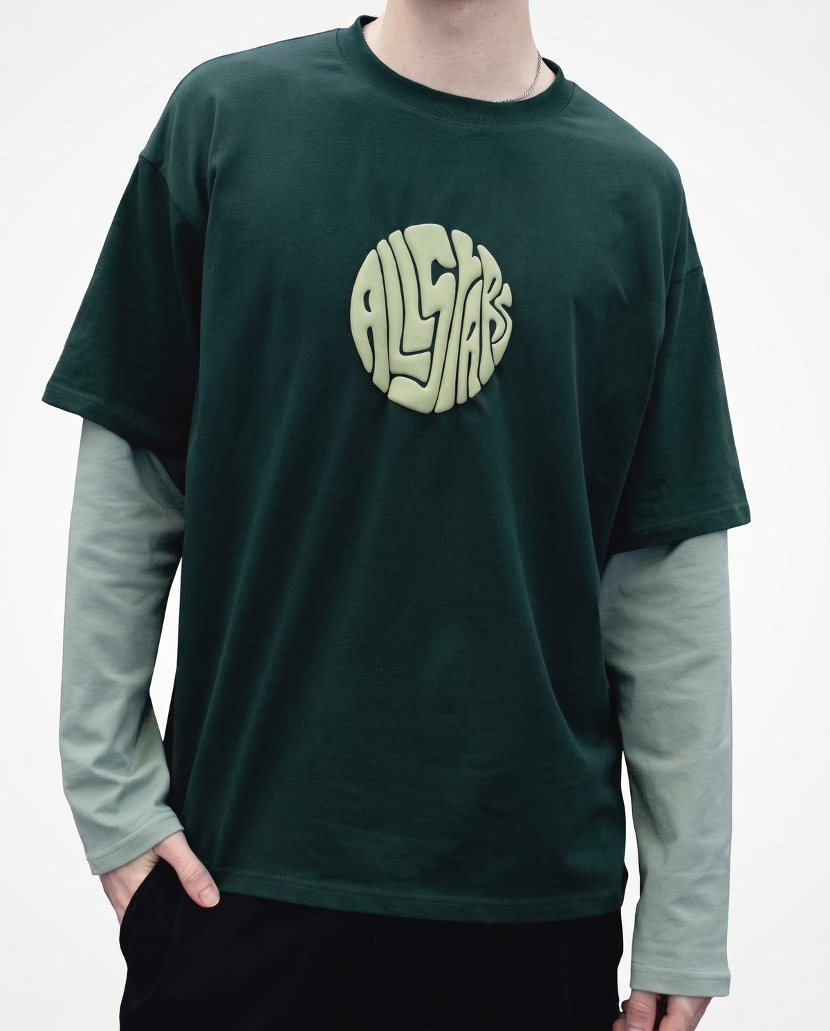 Rounded Logo Long-Sleeve T-Shirt – Two-Tone Khaki – DnB Allstars