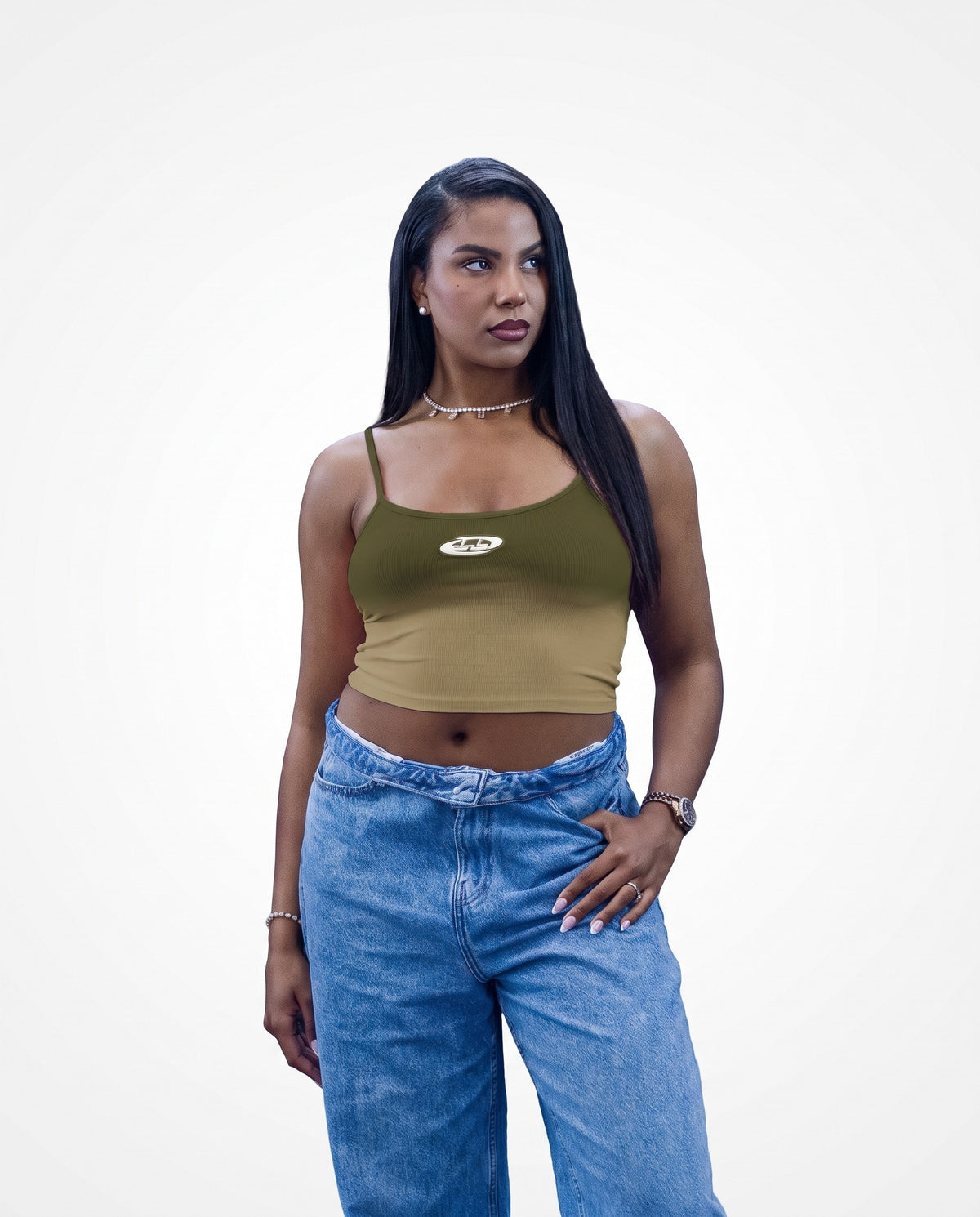 Strapped Crop Top – Khaki – DnB Allstars
