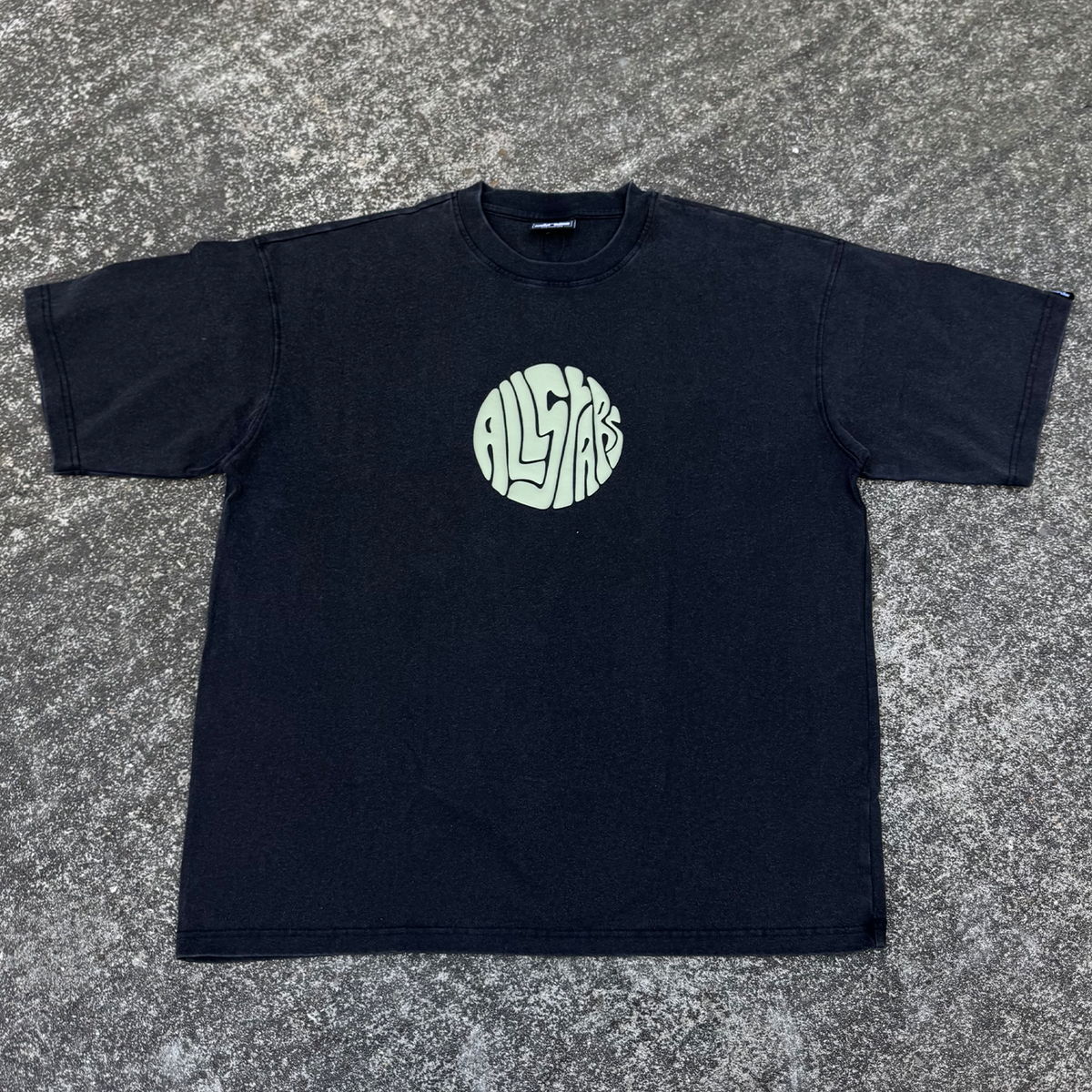 Rounded Logo T-Shirt – Acid Wash Black