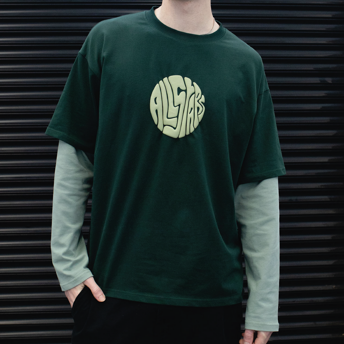 Rounded Logo Long-Sleeve T-Shirt – Two-Tone Khaki